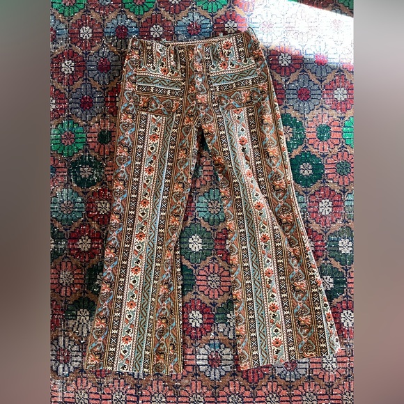 vintage 60s/70s handmade tapestry pants sailor pocket - Picture 2 of 4